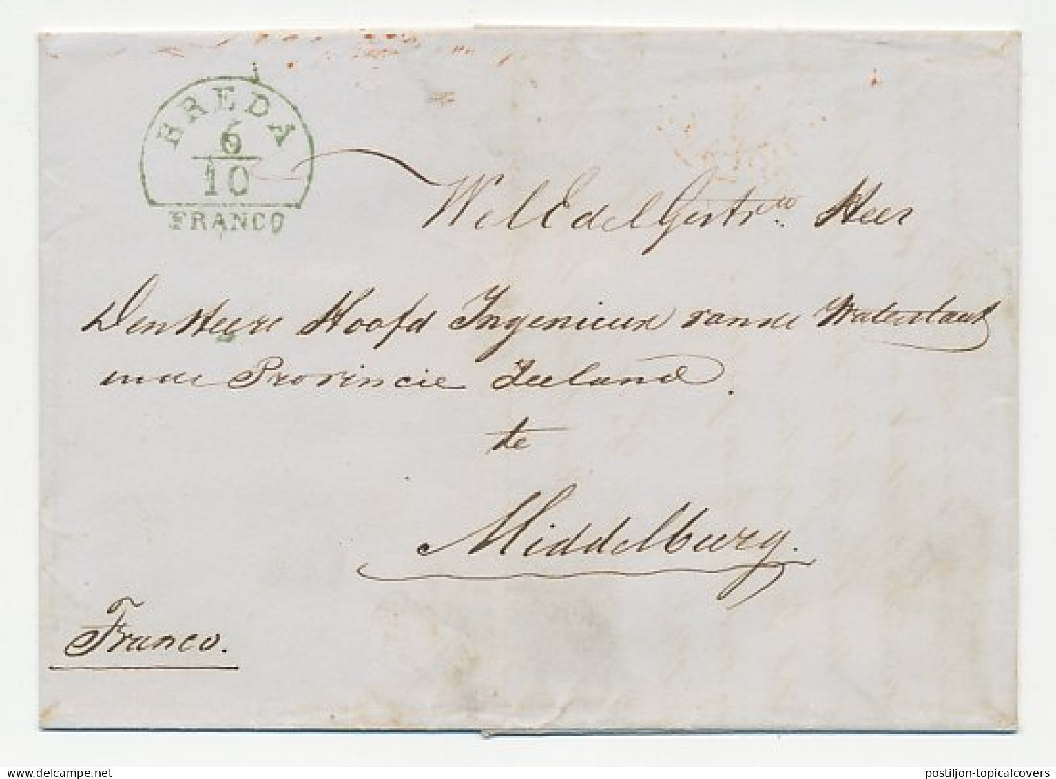 ( Raamsdonk ) Halfrond-Francostempel Breda - Middelburg 1848 - ...-1852 Prephilately