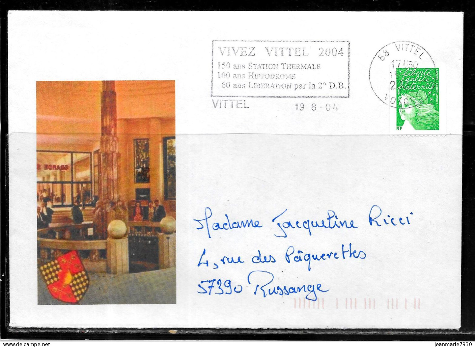 K139 - ROULETTE LIBERTE DE GANDON SUR LETTRE DE VITTEL DU 19/08/04 - Storia Postale