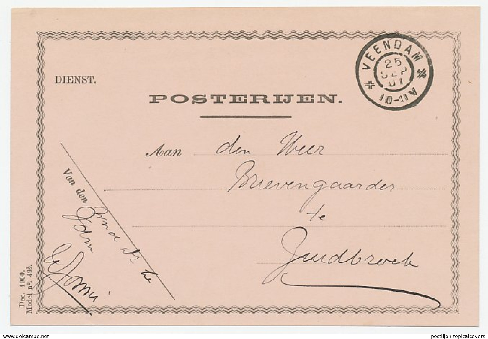 Dienst Posterijen Veendam - Zuidbroek 1901  - Ohne Zuordnung
