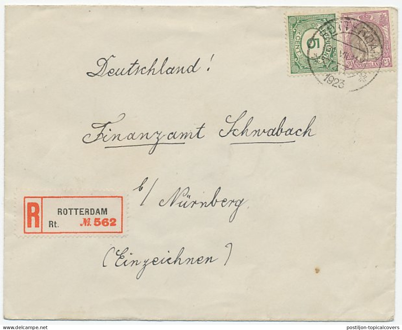 Em. Bontkraag Aangetekend Rotterdam - Duitsland 1933 - Non Classificati