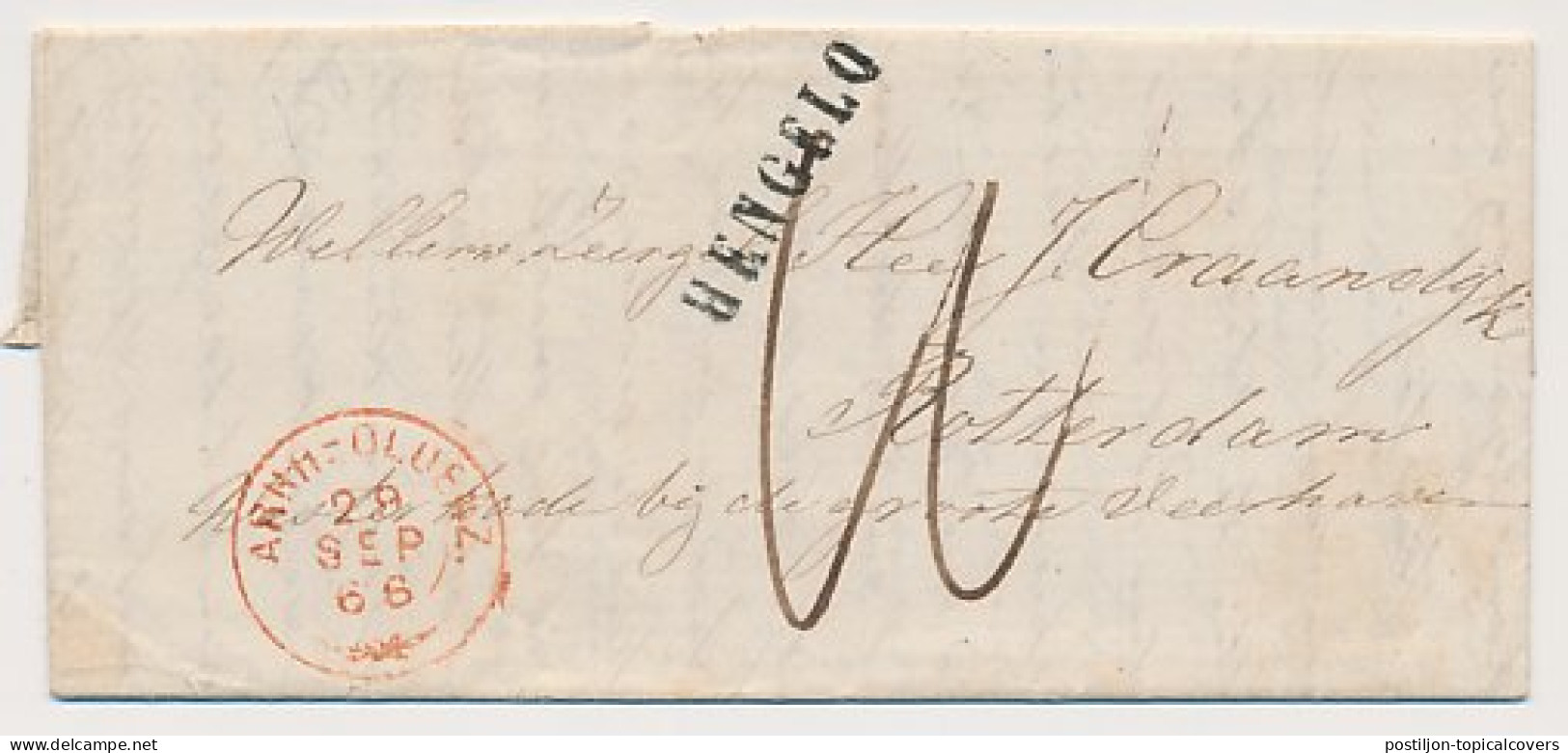 Hengelo - Trein Takjestempel Arnhem - Oldenzaal 1866 - Lettres & Documents