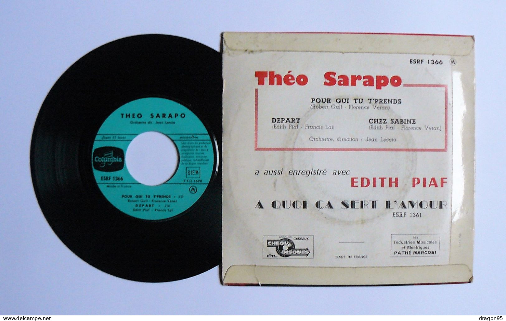 EP Theo SARAPO : Pour Qui Tu T'prends / Chez Sabine - Columbia ESRF 1366 - 1962 - Otros - Canción Francesa