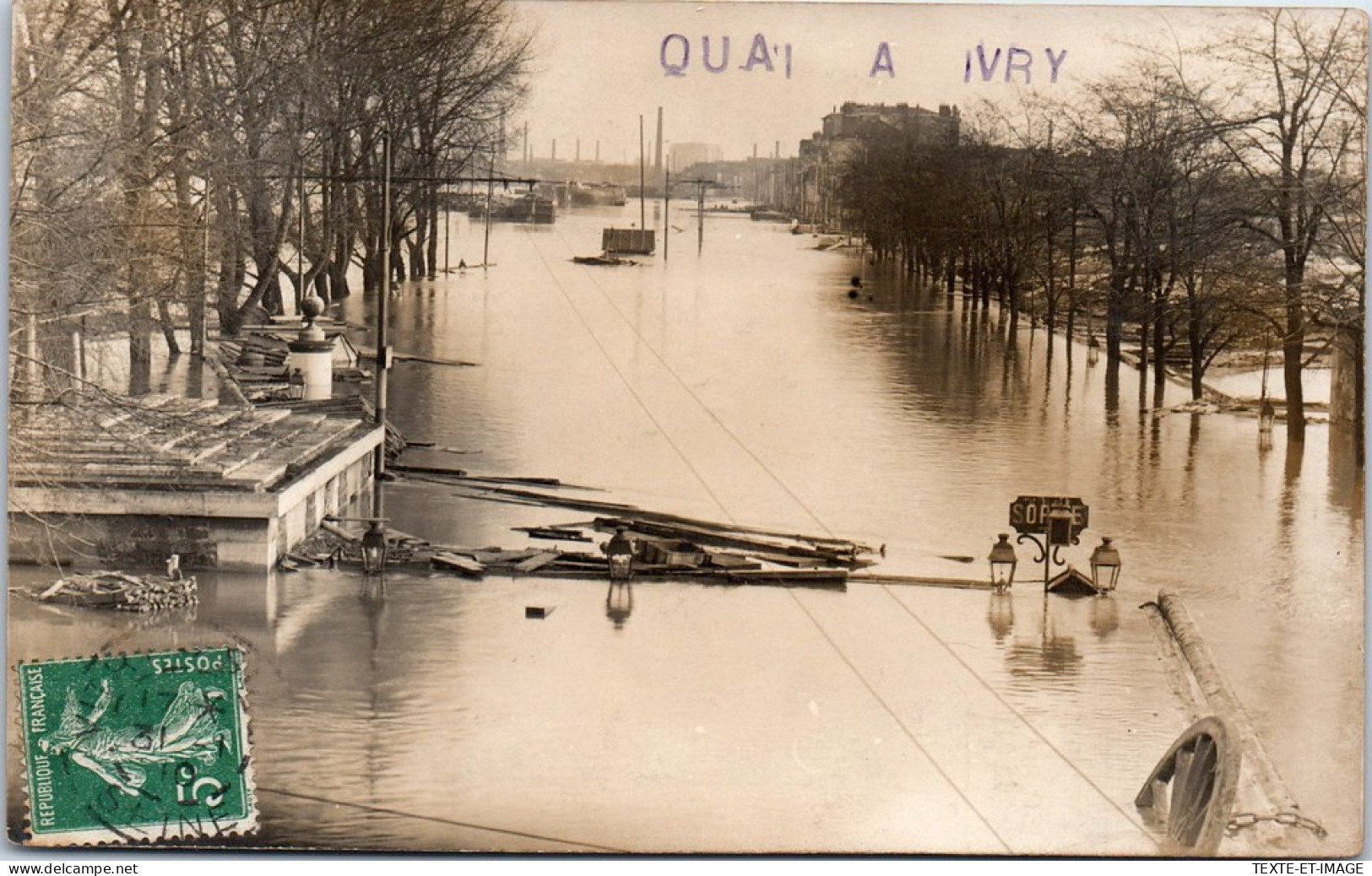 94 IVRY - CARTE PHOTO - Les Quais Pendant La Crue De 1910 - Ivry Sur Seine