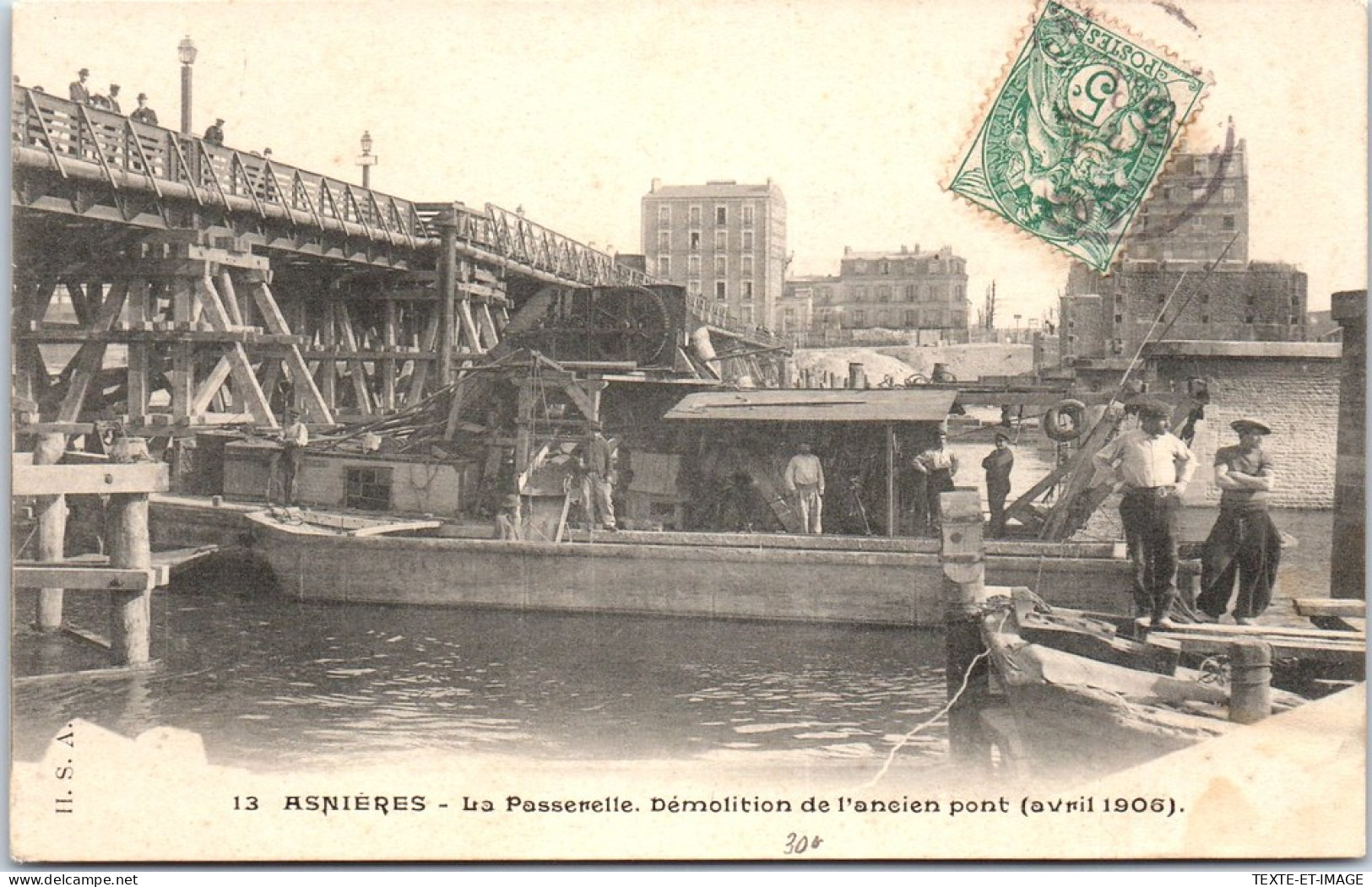 92 ASNIERES - La Passerelle, Demolition De L'ancien Pont  - Asnieres Sur Seine