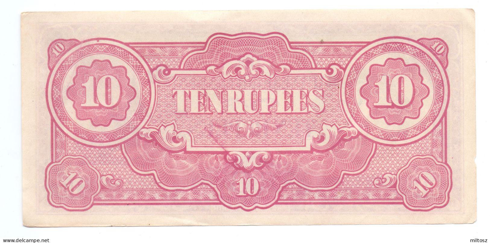 India 10 Rupees 1942 Japanese Occupation WWII - India