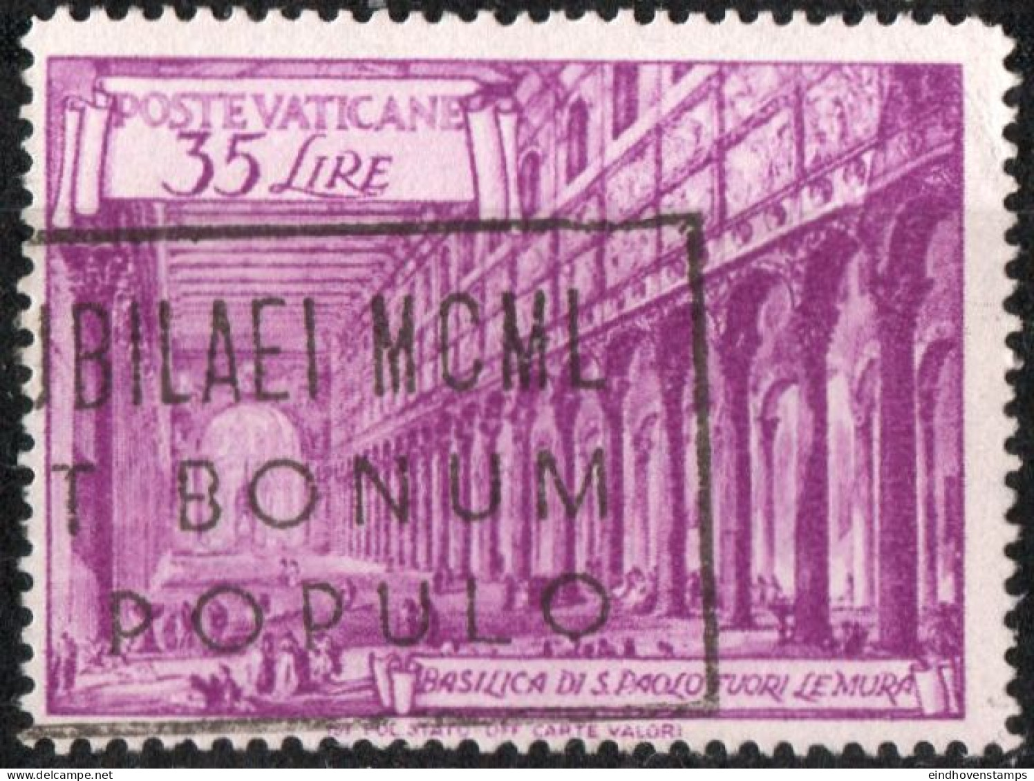 Vatican 1949 Basilica 35 L S Paolo Perf 14, 1 Value Cancelled - Gebraucht