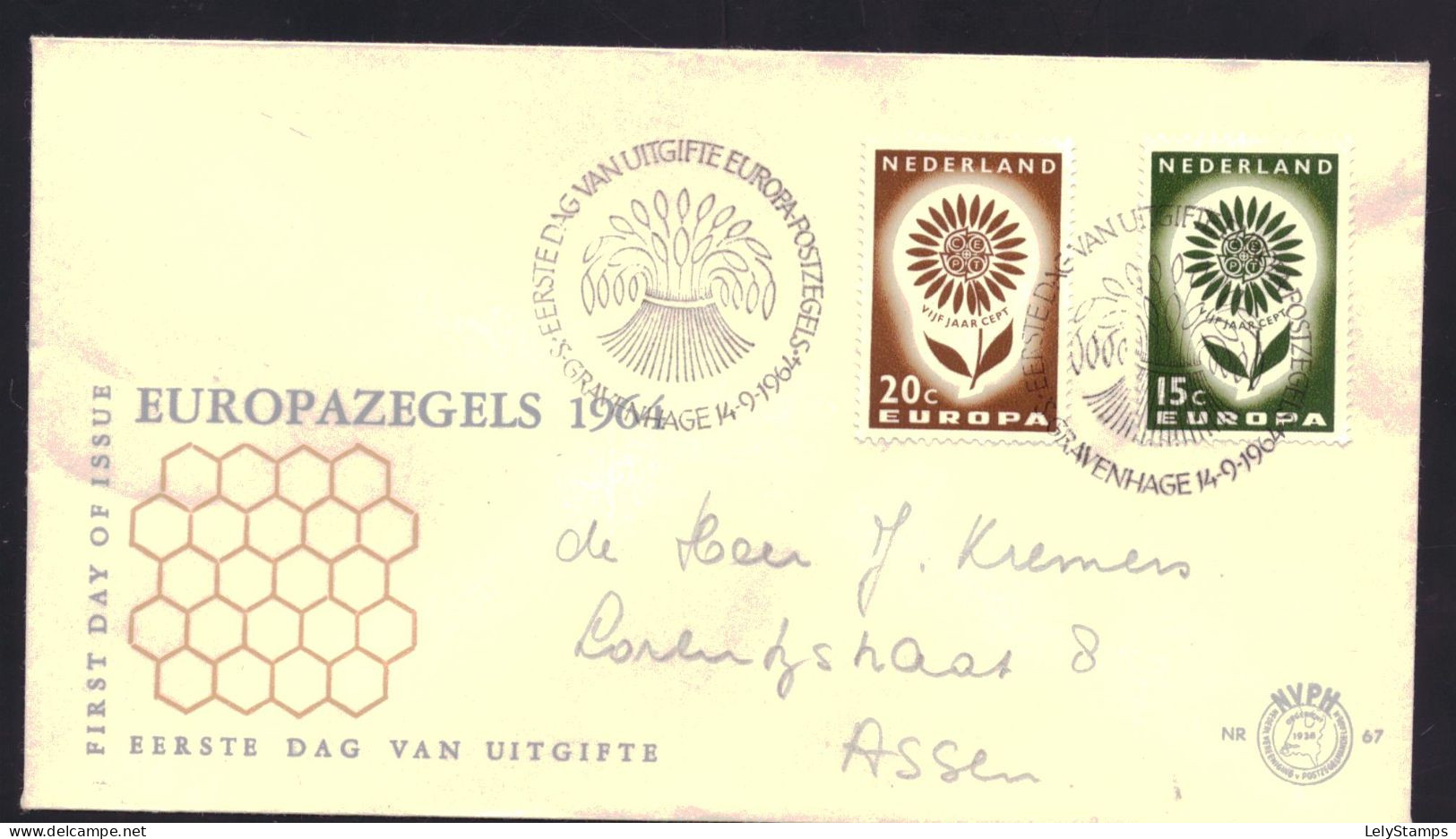 Nederland / Netherlands / Pays Bas FDC E67 Open Klep Used (1964) - FDC