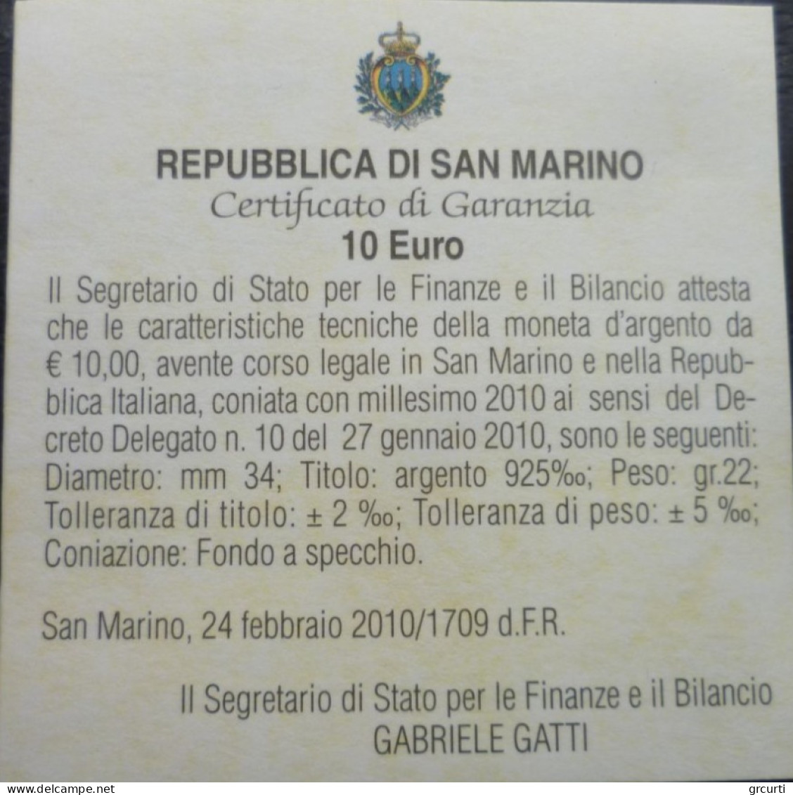 San Marino - 10 Euro 2010 - Robert Schumann - KM# 497 - San Marino