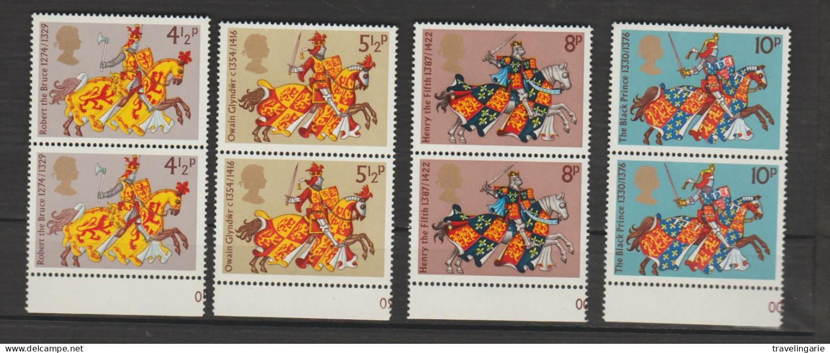 Great Britain 1974 Medieval Warriors Vertical Pairs With Selvage MNH ** - Nuevos