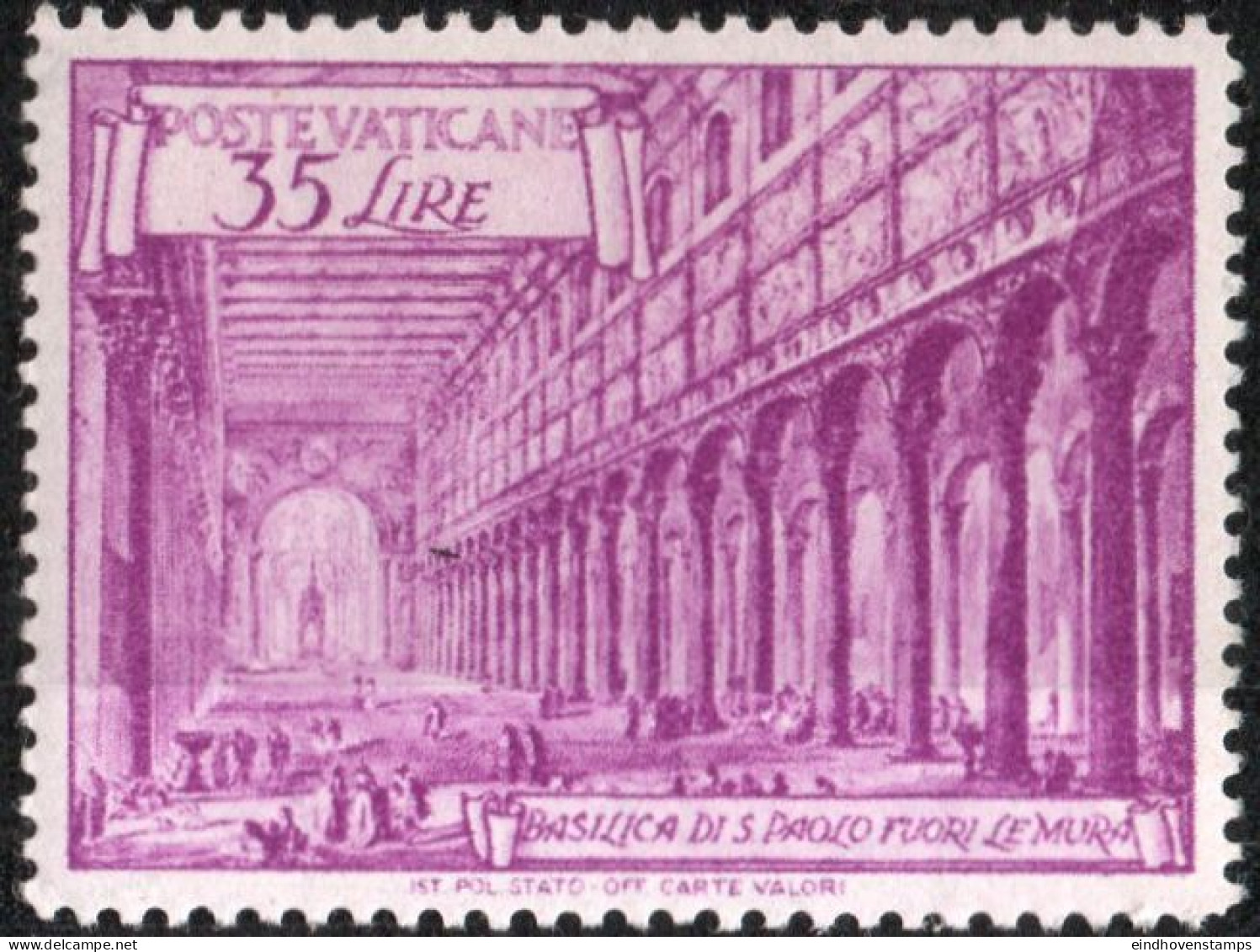 Vatican 1949 Basilica 35 L S Paolo Perf 13¼x14, 1 Value MNH - Ongebruikt