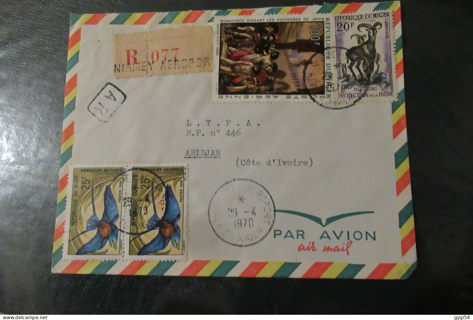 NIGER Lettre Recommandée Du 29 04 1970 De NIAMEY Pour ABIDJAN  ( COTE D' IVOIRE ) - Niger (1960-...)