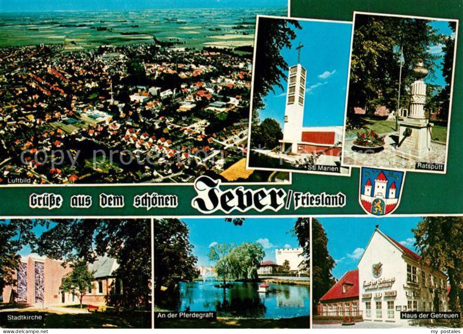 73265335 Jever Fliegeraufnahme Ratspuett Pferdegraft Haus Der Getreuen Jever - Jever