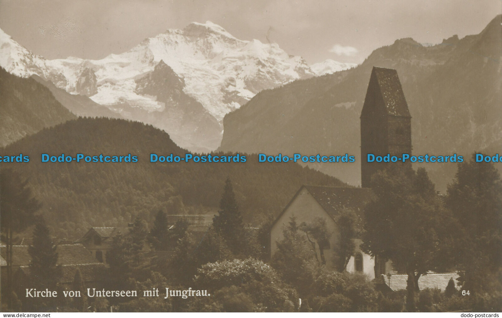 R016061 Kirche Von Unterseen Mit Jungfrau. Perrochet Matile - Welt
