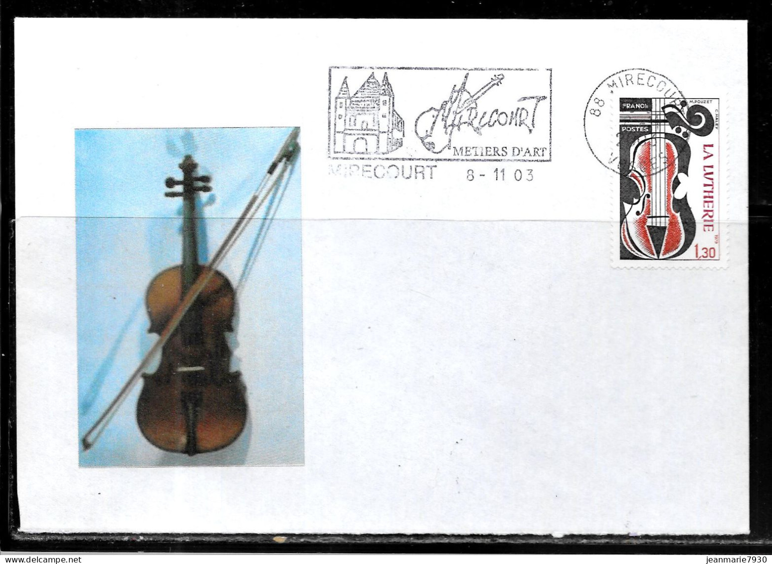 K141 - LA LUTHERIE SUR LETTRE DE MIRECOURT DU 08/11/03 - Commemorative Postmarks