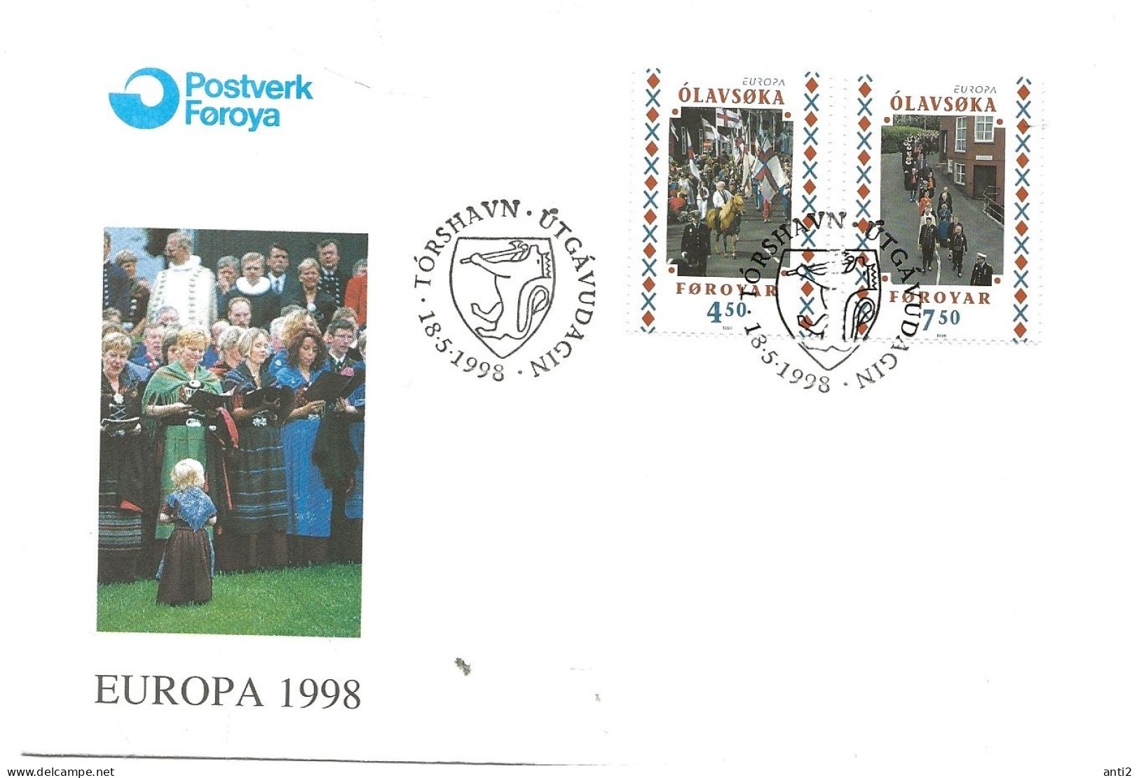 Faroe Islands 1998 Europe: National Festivals And Holidays.  Mi 338-339 FDC - Faroe Islands