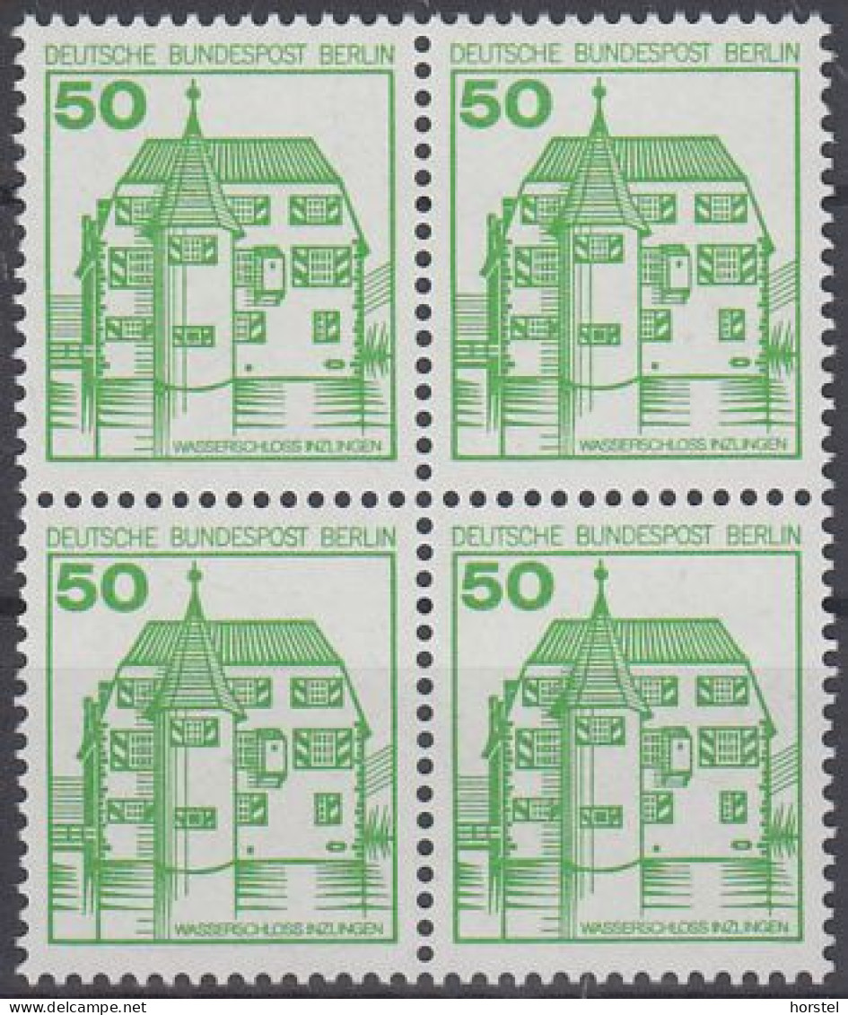 Berlin Mi.Nr.615A - Burgen Und Schlösser - Wasserschloß Inzlingen - 4er Block - Postfrisch - Unused Stamps