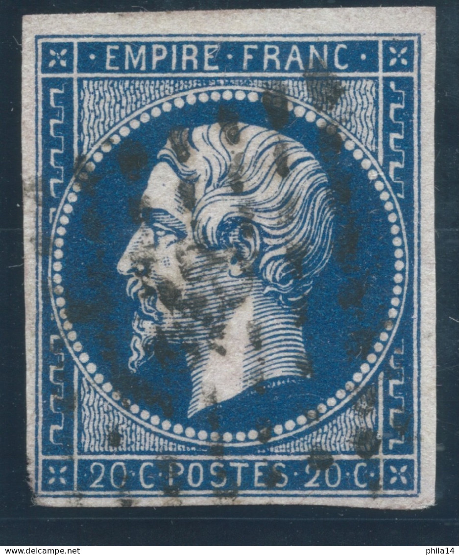 N°14 20c BLEU LAITEUX SUR ROSE NAPOLEON TYPE 1 - 1853-1860 Napoléon III