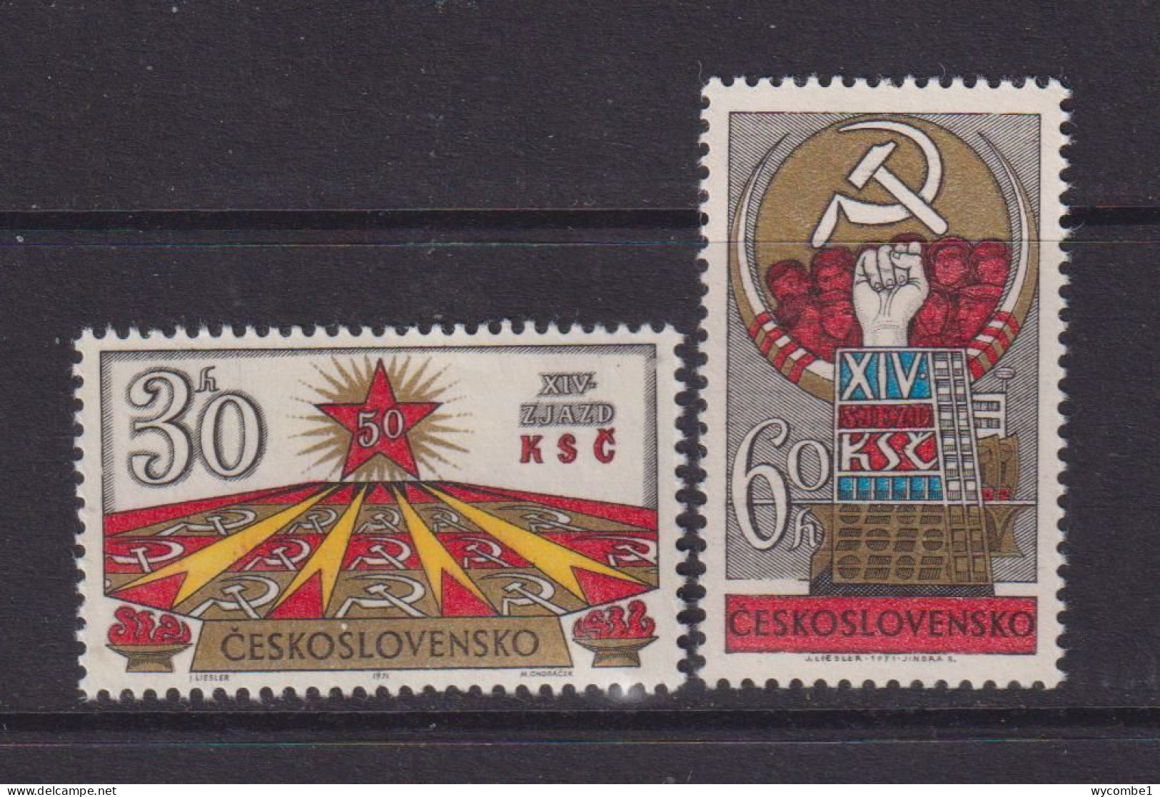 CZECHOSLOVAKIA  - 1971 Communist Party Congress Set Never Hinged Mint - Unused Stamps