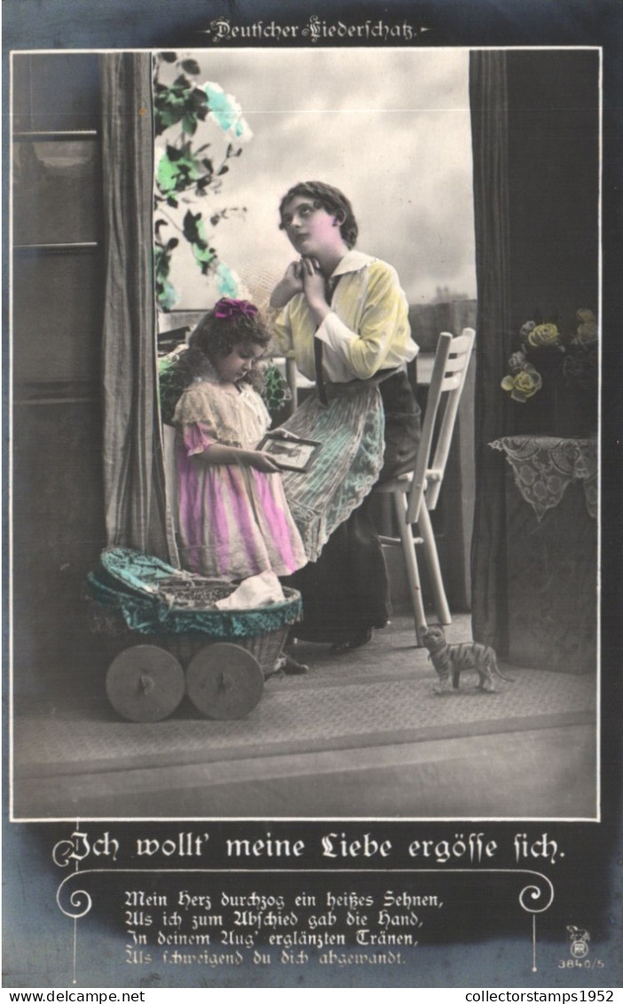 CHILD, GIRL, SAD MOMENT, TOY, PHOTO, WOMAN, GERMANY, POSTCARD - Abbildungen