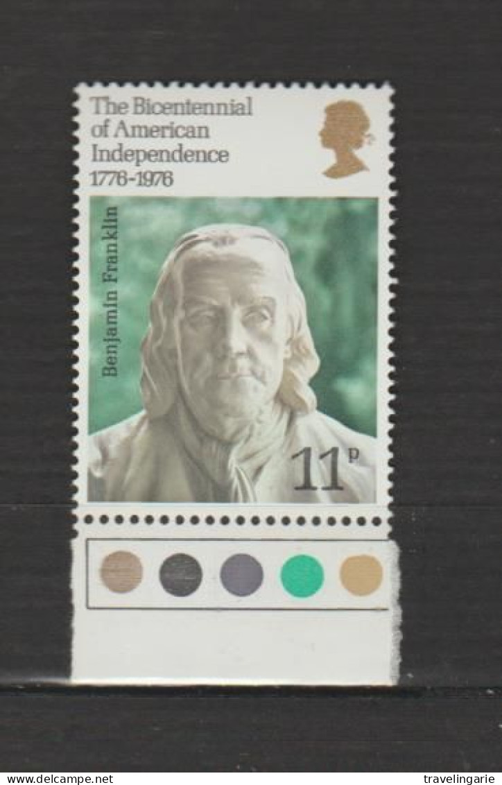Great Britain 1976 Bicentenary Of The American Revolution - With Traffic Light Selvage ** MNH - Us Independence