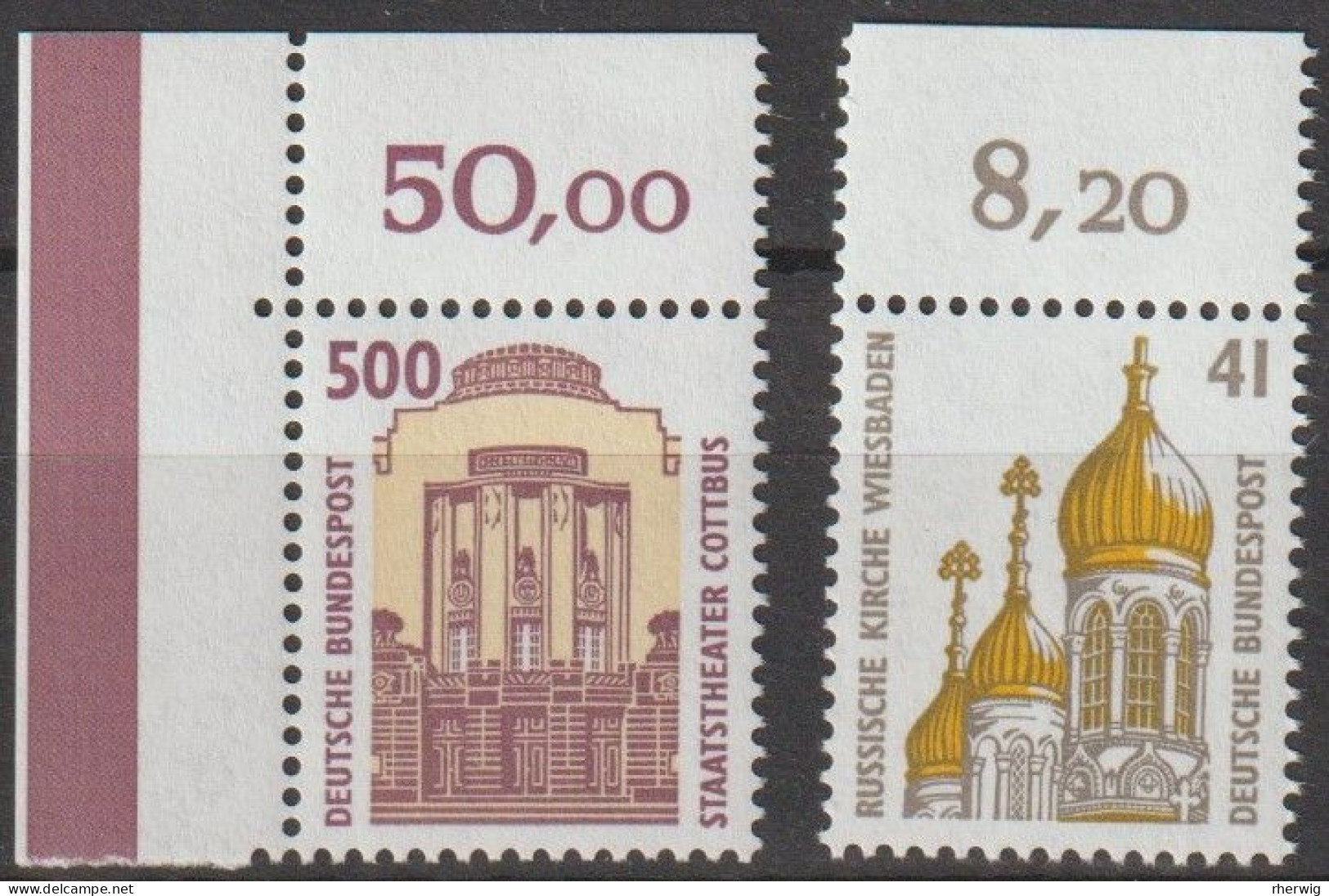 BRD, 1993, Nr. 1679, 1687 ** Sehenswürdigkeiten (XIV, XV), Beide Marken Mit Oberrand - Unused Stamps