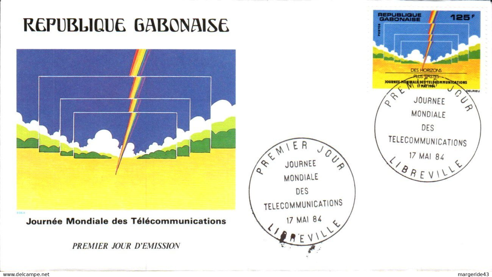 GABON FDC 1984 JOURNEE MONDIALE TELECOMMUNICATIONS - Gabon