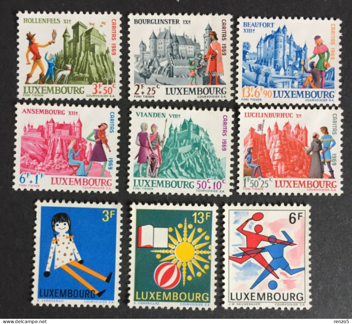 1969 Luxembourg - Caritas  - Burgen Castles, International Philatelic Exhibition   - Unused ( No Gum ) - Unused Stamps