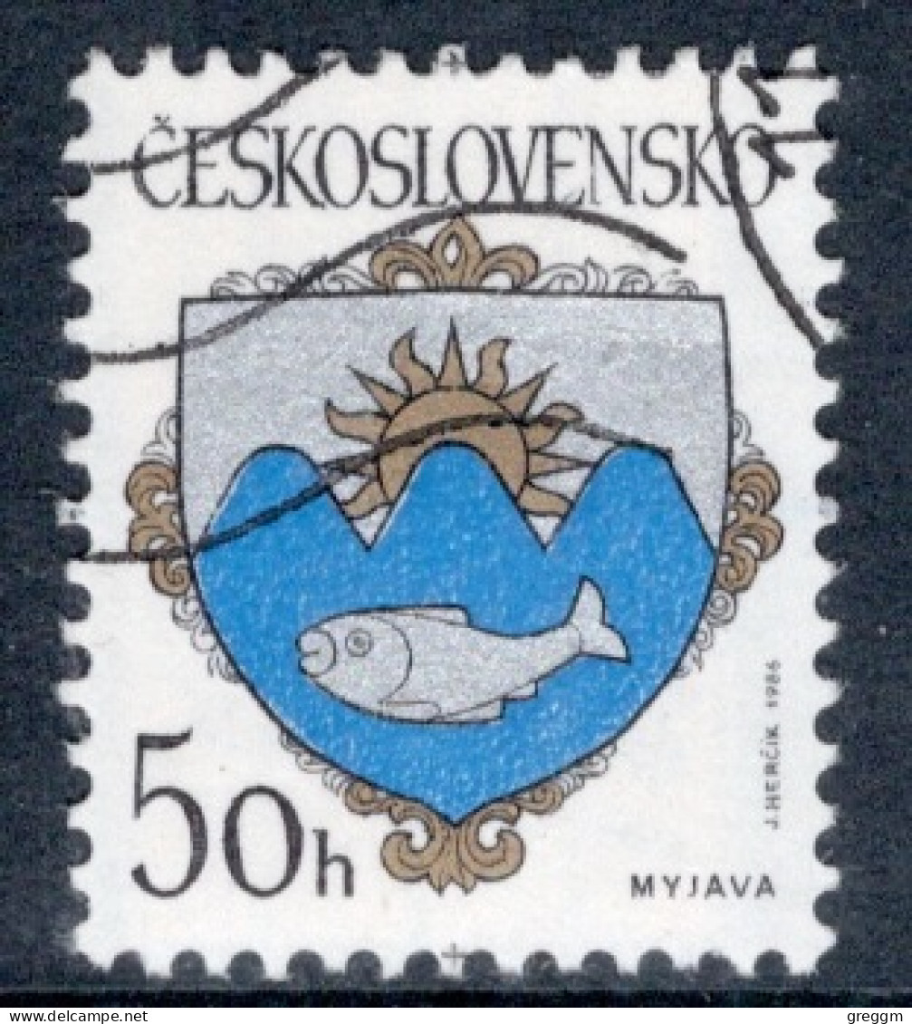 Czechoslovakia 1986 Single Stamp For Arms Of Czech Towns, In Fine Used - Gebraucht