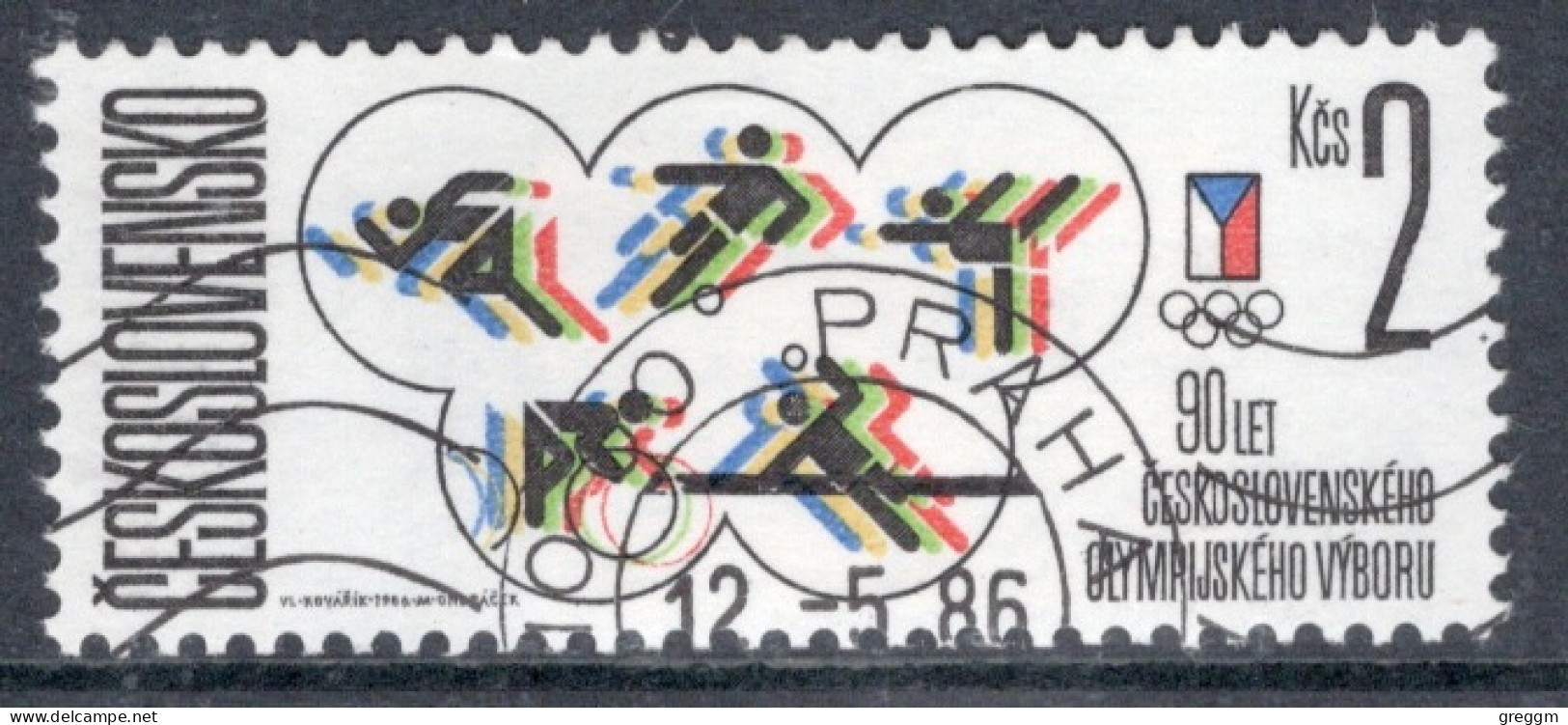 Czechoslovakia 1986 Single Stamp For The 90th Anniversary Of Czechoslovak Olympic Committee In Fine Used - Oblitérés