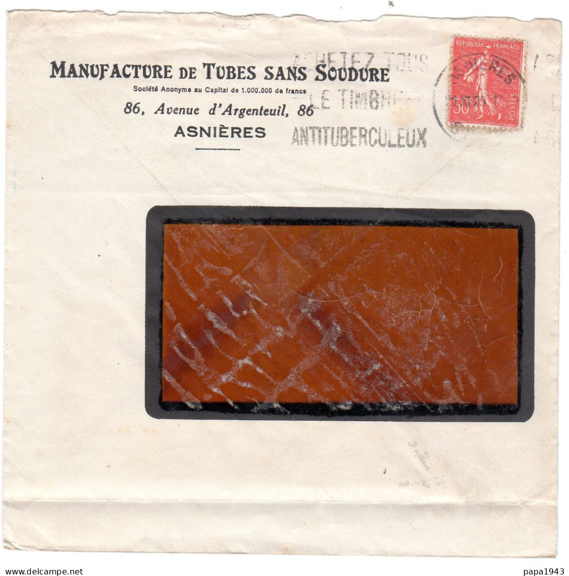 1925  "  MANUFACTURE De TUBES Sans SOUDURES à ASNIERES " - Storia Postale