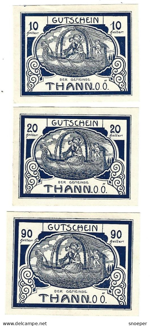 **notgeld   Austria  Thann 10+20+90 Heller   S 1067.1a  Cat Val 9 Euro - Oesterreich