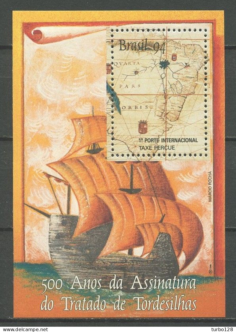 BRESIL 1994 Bloc  N° 94 ** Neuf MNH Superbe C 4 € Bateaux Voiliers Sailboat Traité De Tordesilhas Espagne Portugal Cart - Blokken & Velletjes