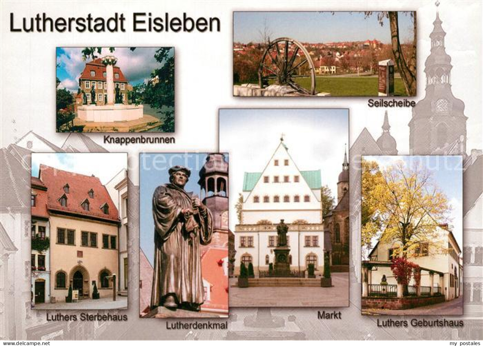 73263881 Eisleben Knappenbrunnen Seilscheibe Luthers Sterbehaus Lutherdenkmal Ma - Eisleben