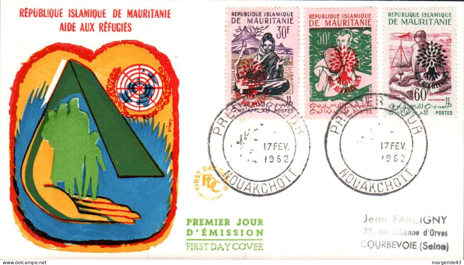 MAURITANIE FDC 1962 AIDE AUX REFUGIES - Mauritanië (1960-...)
