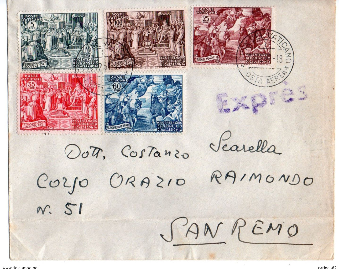 1951 - SERIE CALCEDONIA SU BUSTA VIAGGIATA - VEDI - Cartas & Documentos