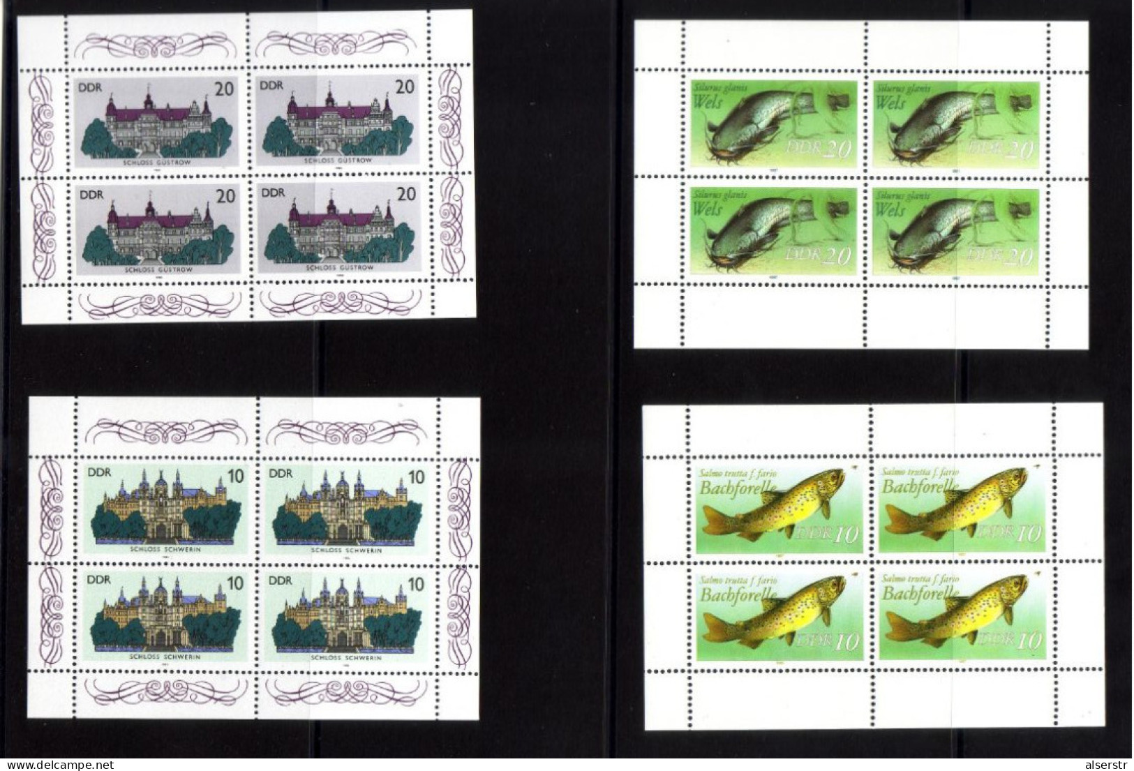 DDR Minisheets Fish, Castles MNH - Kilowaar (max. 999 Zegels)