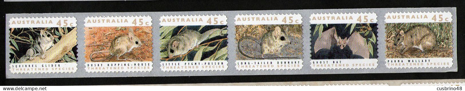 AUSTRALIA 1992 P&S Strip 6 45c Endangered Species PEMARA 4 Koala Reprint. - Lot AUS 265 - Nuovi