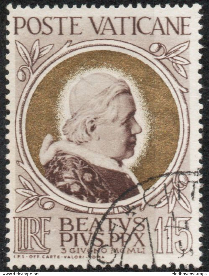 Vatican 1951 115 L Beautification Of Pope Pius X 1 Value Cancelled Giuseppe Sarto - Ungebraucht