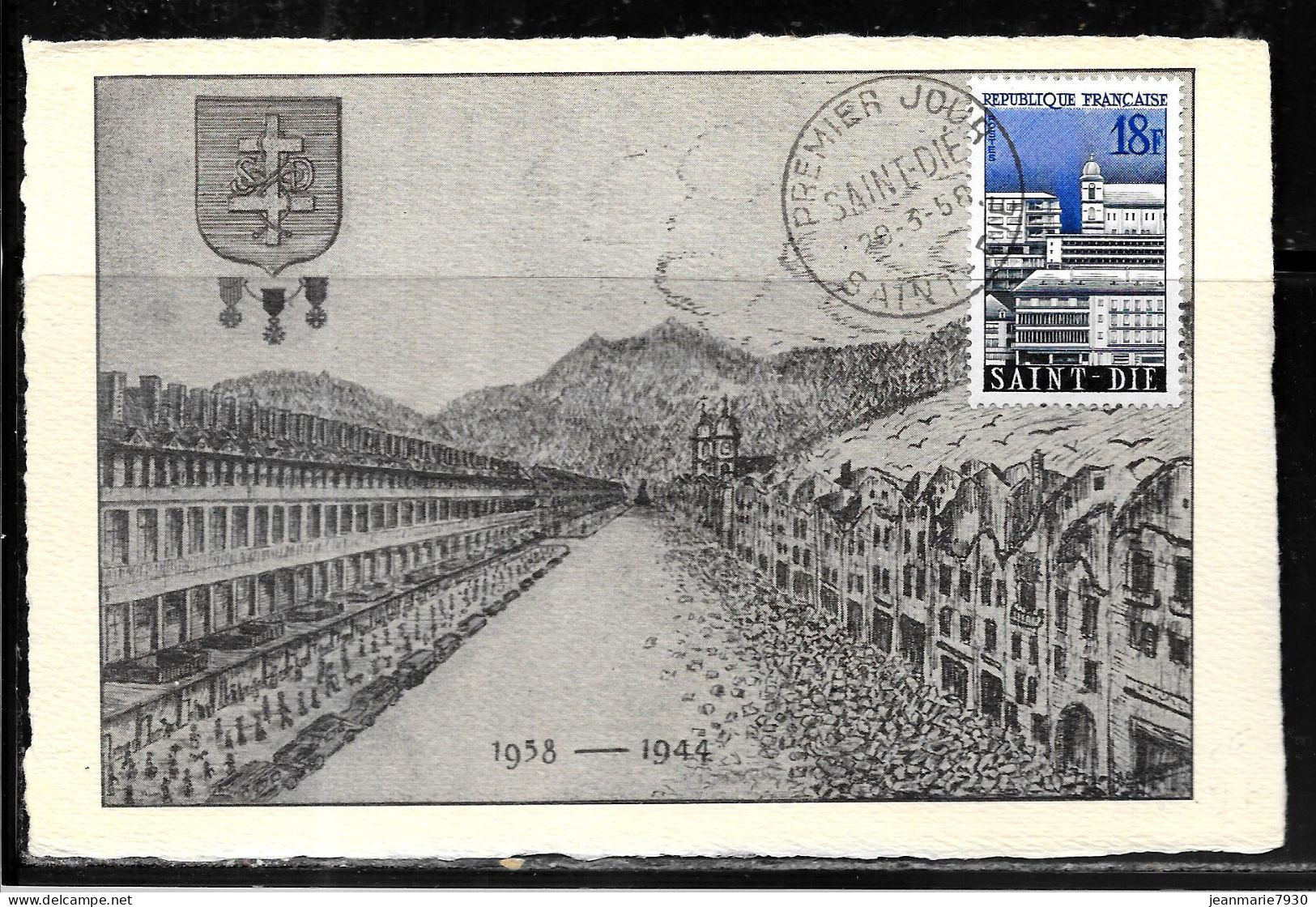 K149 - N° 1154 SUR CP DE SAINT DIE DU 29/03/58 - PREMIER JOUR - Bolli Commemorativi