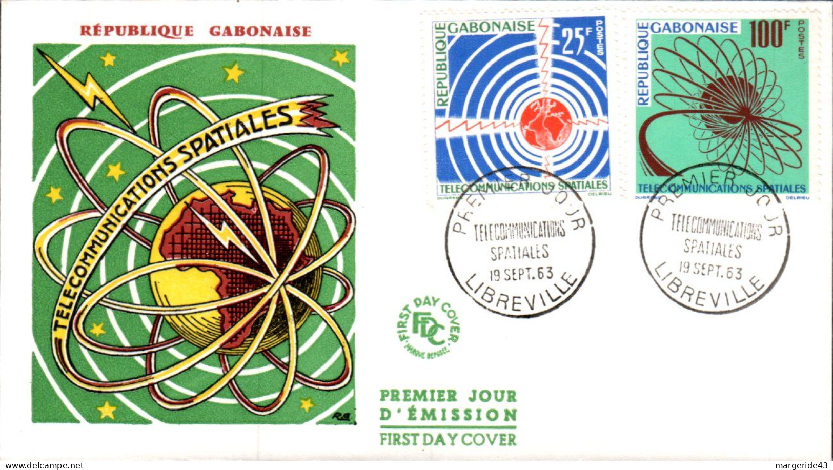 GABON FDC 1963 TELECOMMUNICATIONS SPATIALES - Gabon (1960-...)