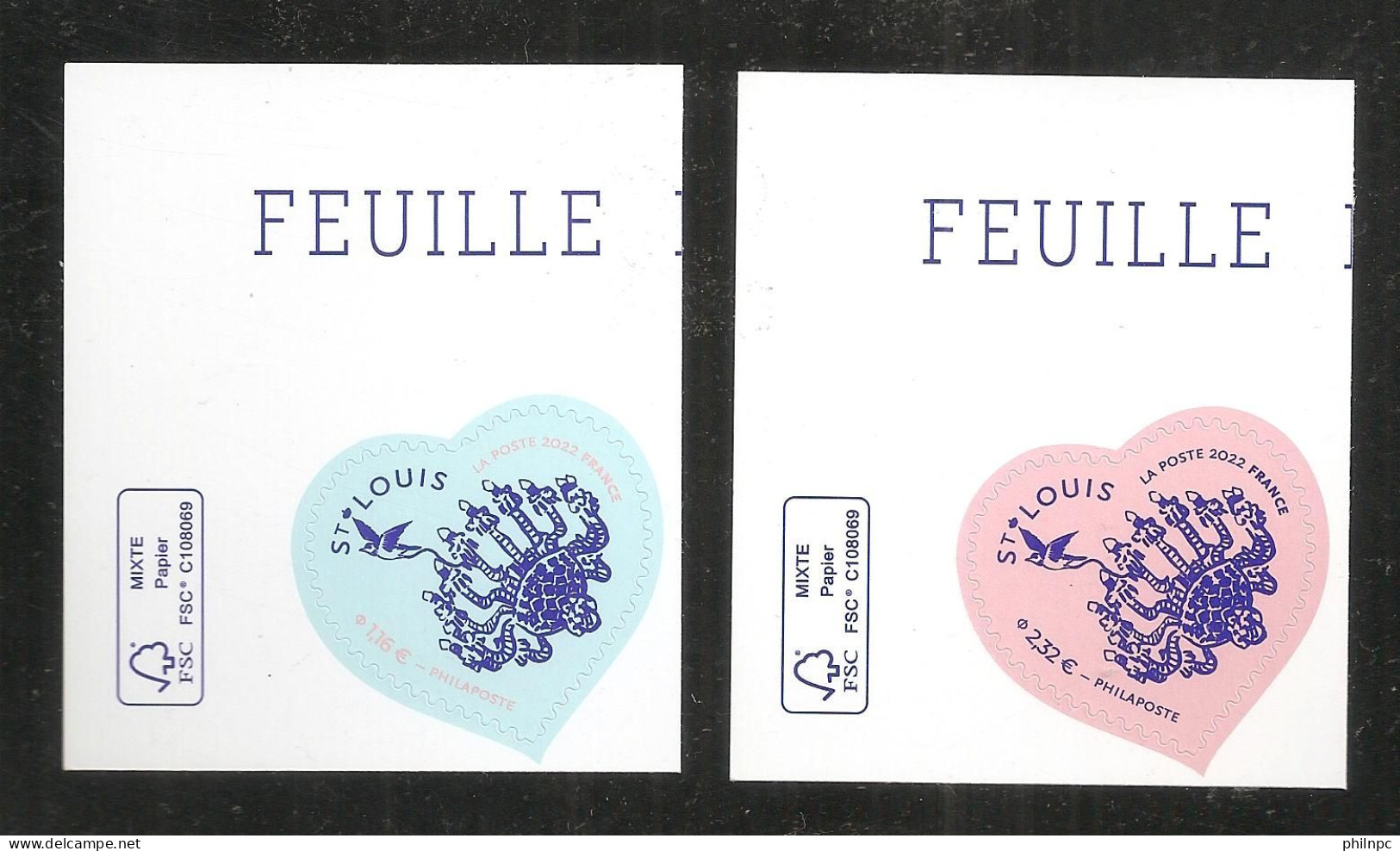 France, Autoadhésif, Adhésif, 2097, 2098, Neuf **, TTB, Saint-Valentin, Coeur De Saint-Louis - Ongebruikt