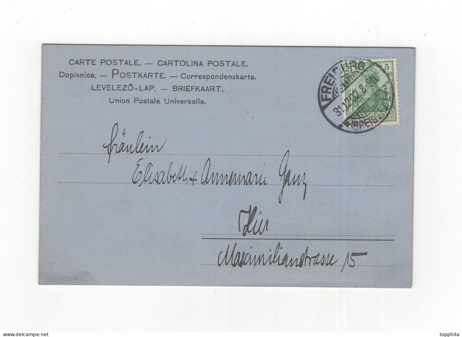 1902 Dt. Reich Dekorative  Farbige  Jugendstil Künstlerkarte Prosit Neujahr Dame Mit Mütze - 1900-1949