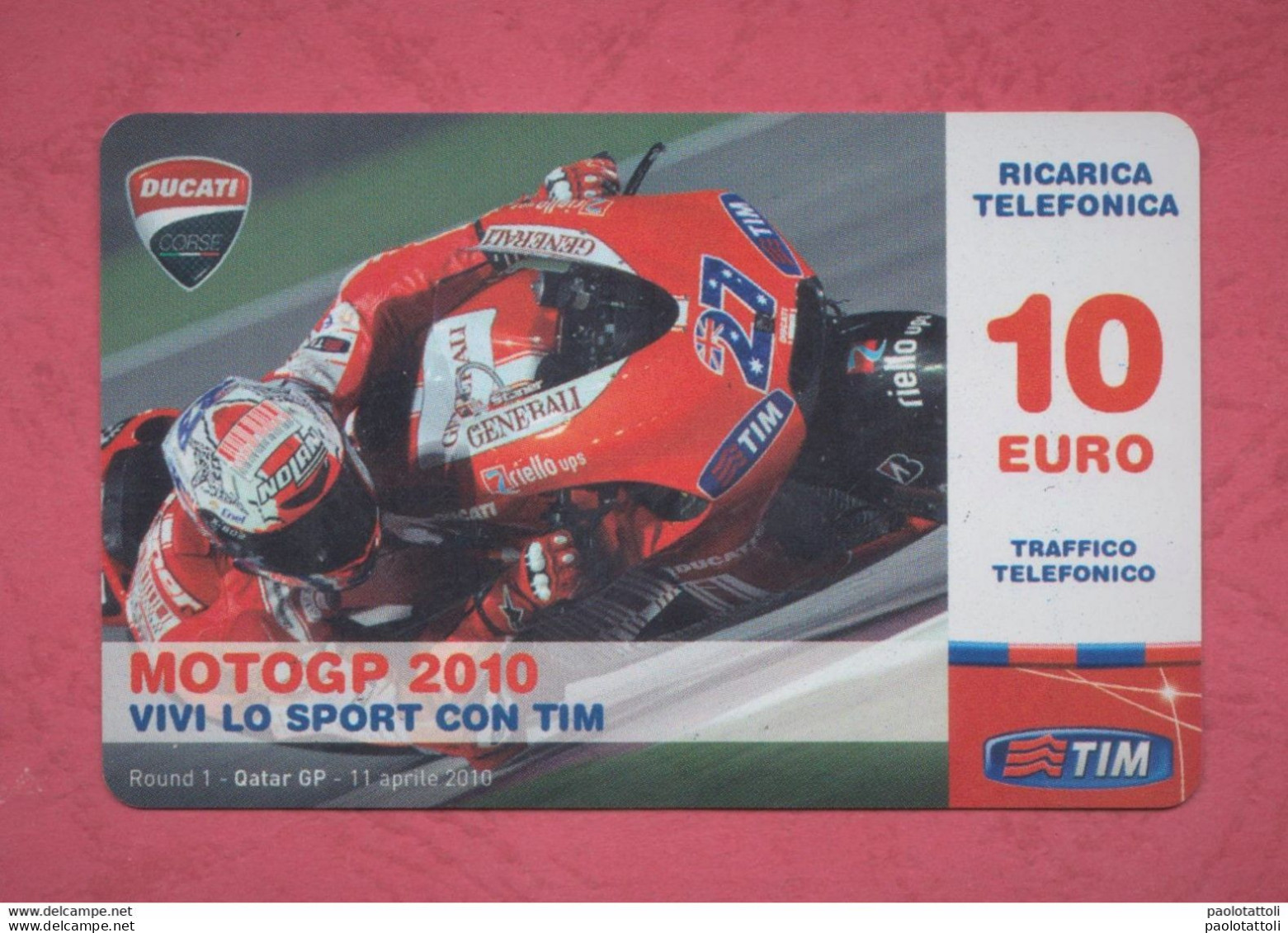 Italia, Italy- Ricarica Telefonica,TIM  Mobile Pop Up Card- Moto GP 2010. Round 01, Quatar 11.4.2010- 10 Euro. - GSM-Kaarten, Aanvulling & Voorafbetaald