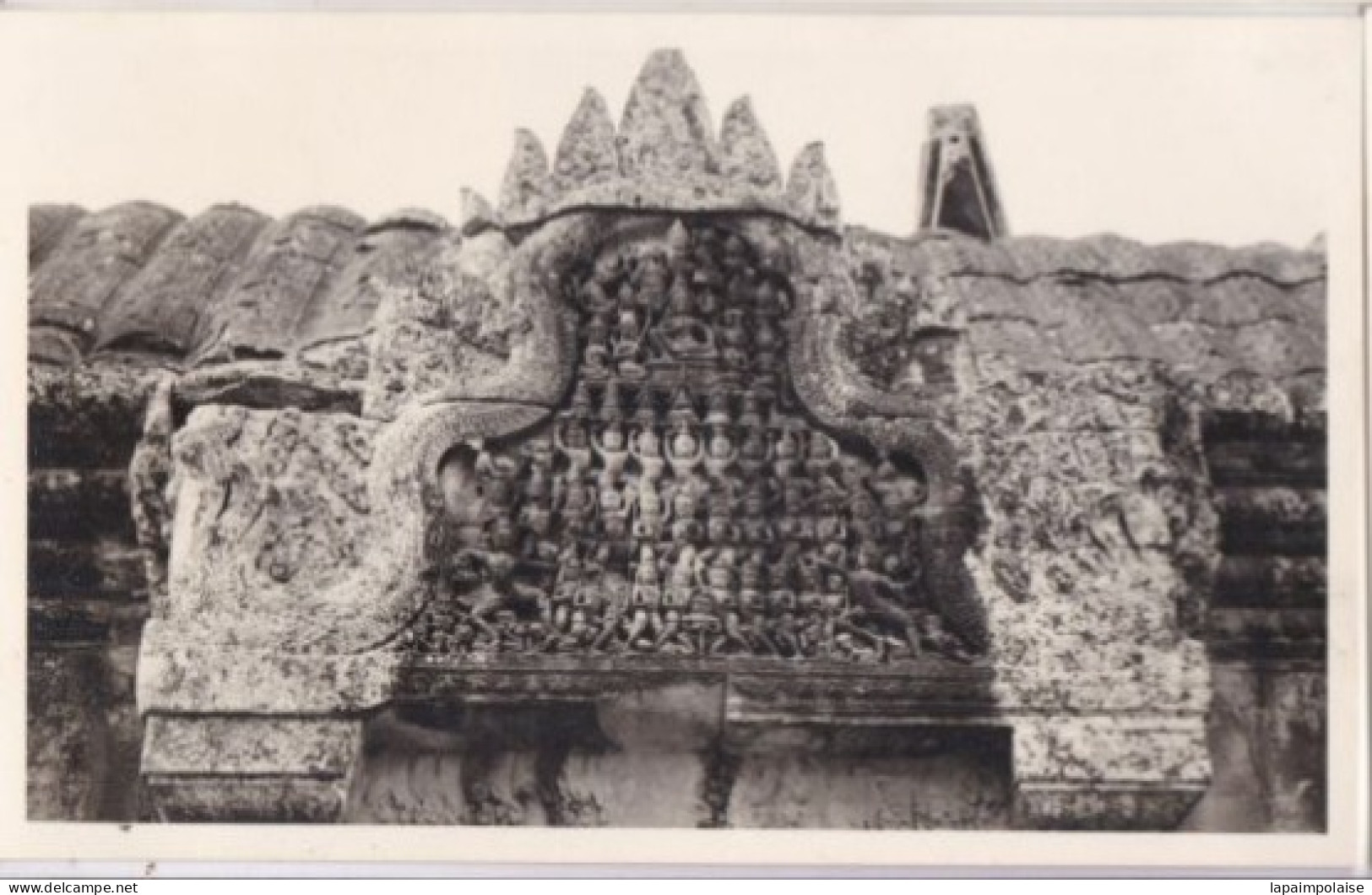 4 Photos INDOCHINE CAMBODGE ANGKOR THOM Art Khmer Statue Monumental Tours Bas  Relief Réf 30375 - Asie