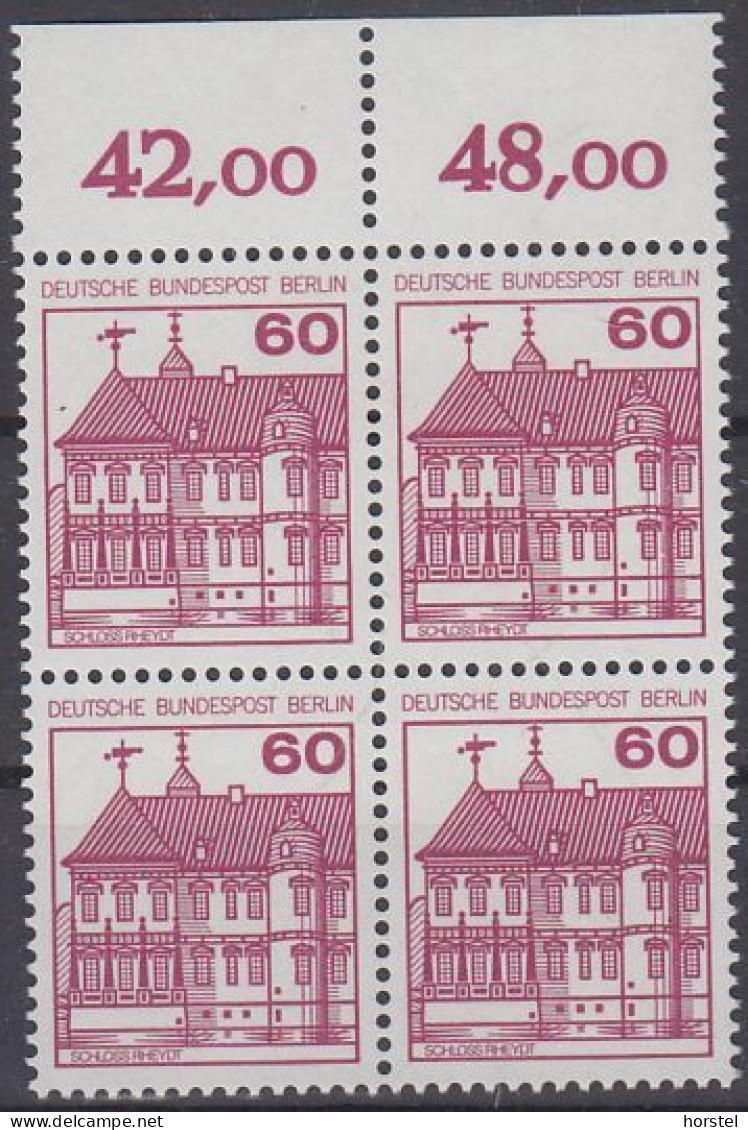 Berlin Mi.Nr.611A - Burgen Und Schlösser - Schloß Rheydt - 4er Block - Postfrisch - Neufs