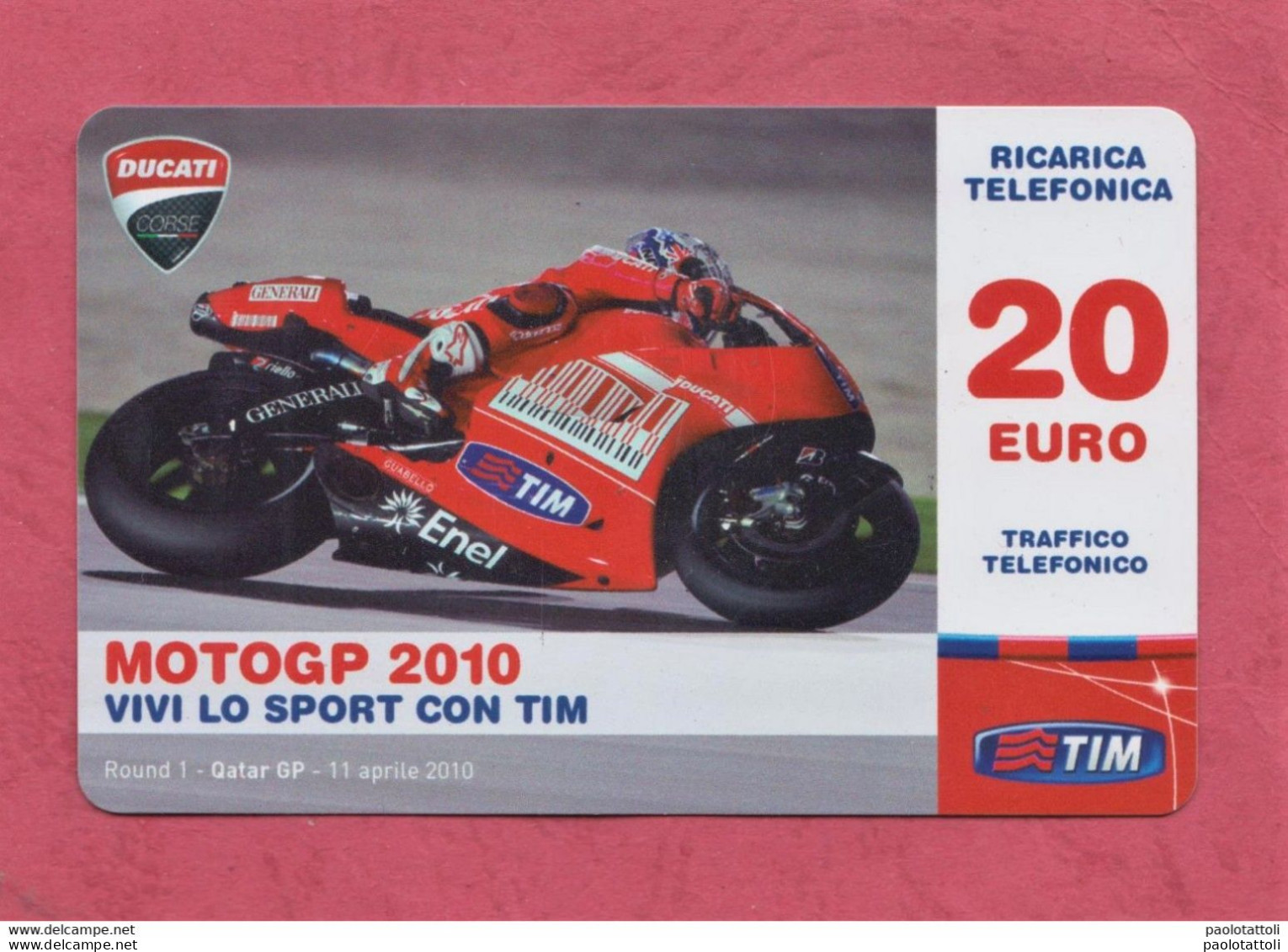 Italia, Italy- Ricarica Telefonica,TIM  Mobile Pop Up Card- Moto GP 2010. Round 01, Quatar 11.4.2010- 20 Euro. - [2] Sim Cards, Prepaid & Refills