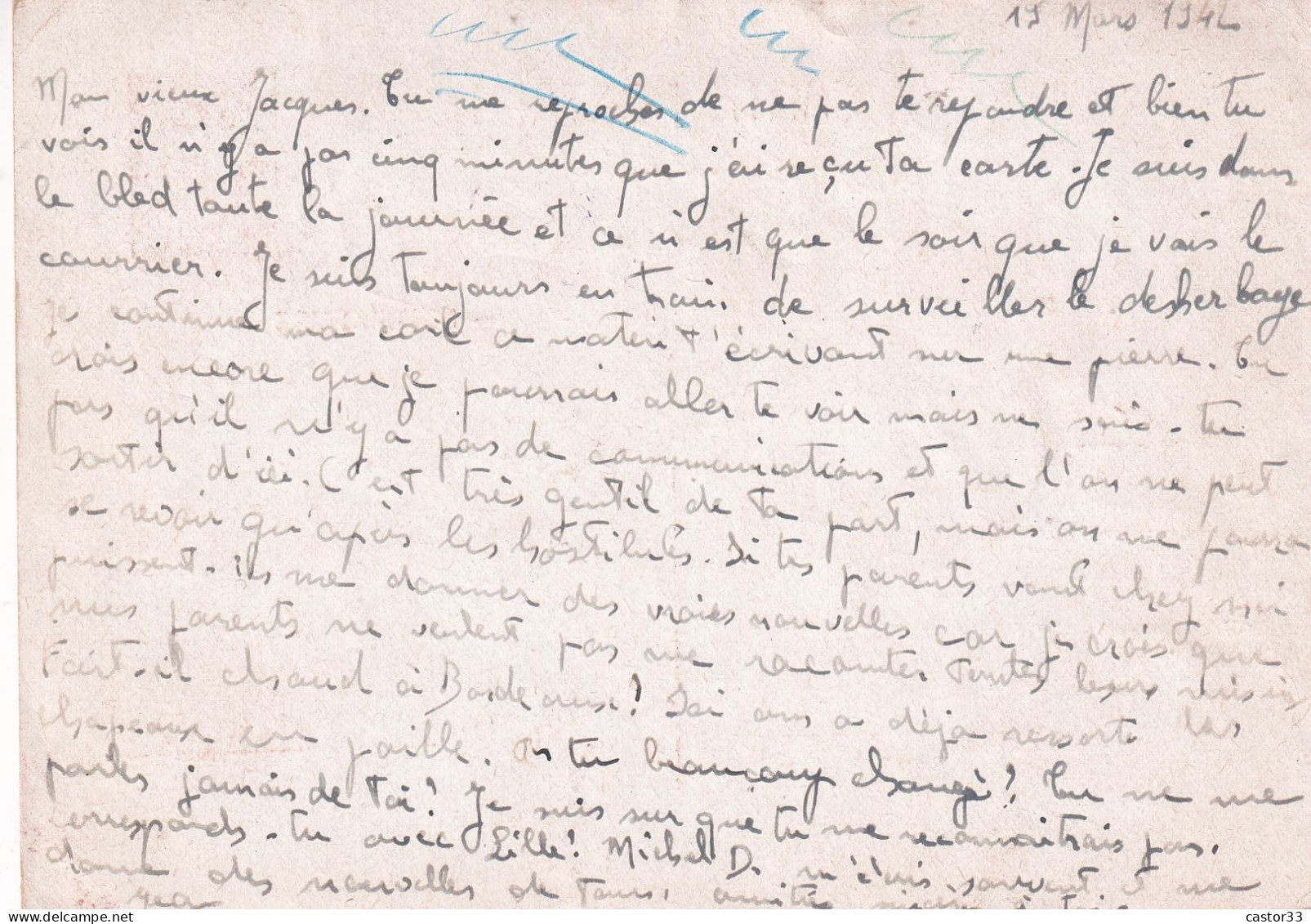 Carte Postale, Timbre Pétain 1F20 - Ohne Zuordnung
