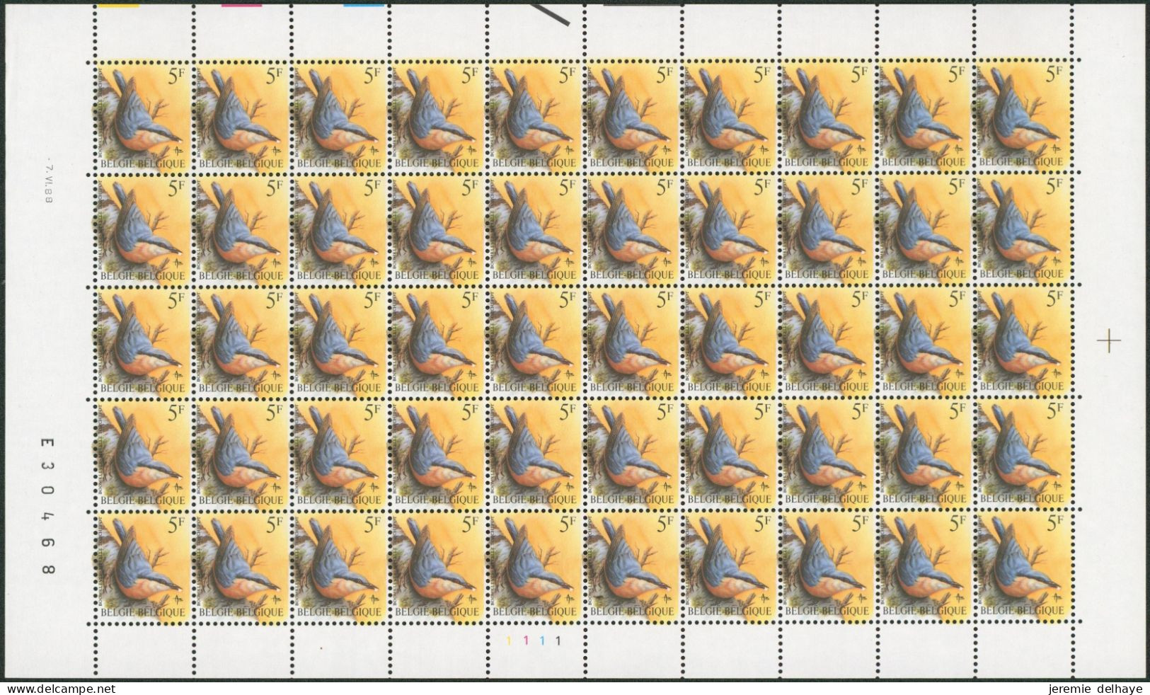 Collection / Collectie BUZIN (Oiseaux / Vogels) - Feuille F2294** (MNH) Planche, Plaatnummer 1 Date 1988 - 1981-1990
