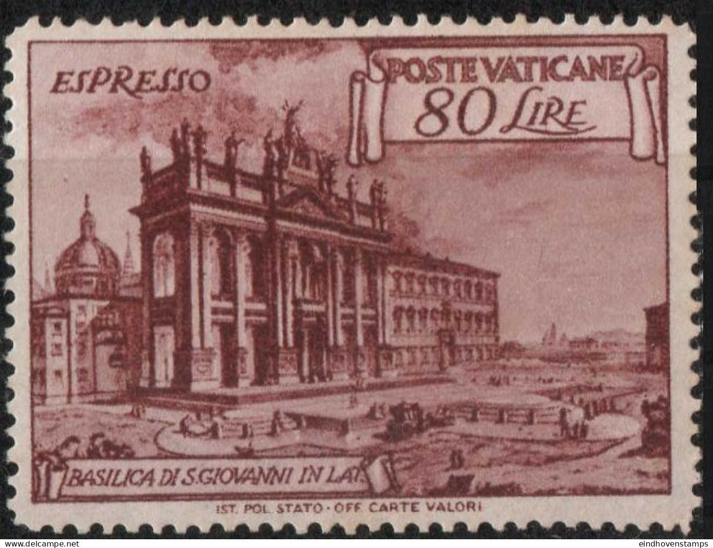 Vatican 1949 80 L Espresso Basilica S Giovanni 1 Value MNH - Unused Stamps