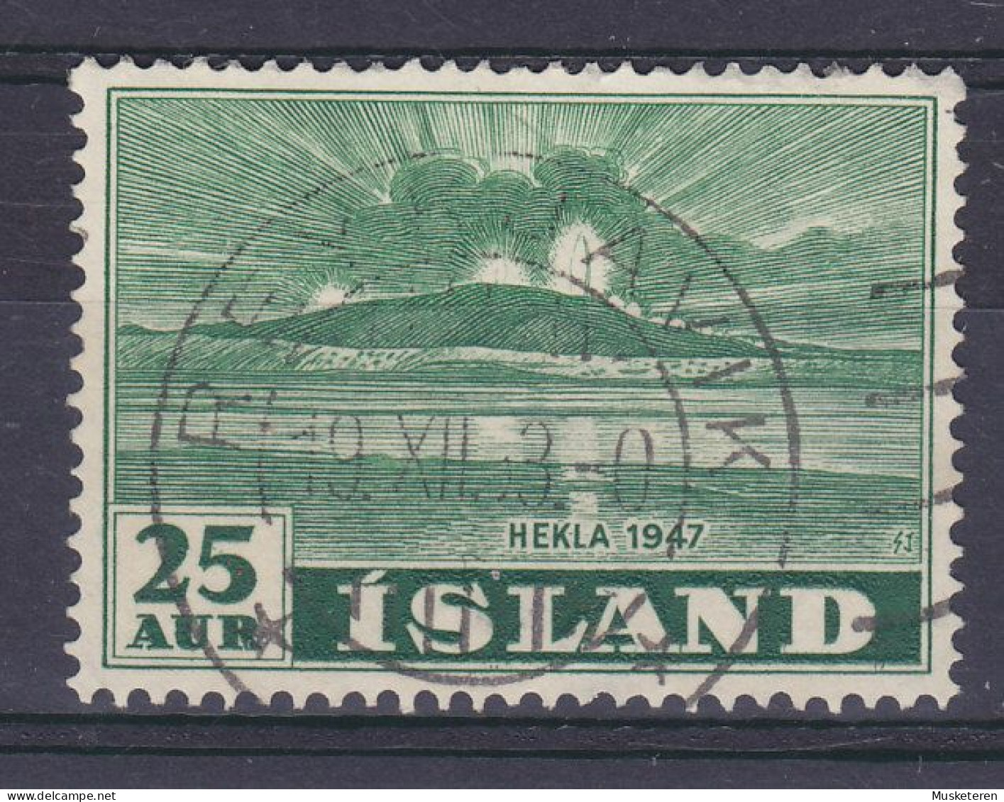 Iceland 1948 Mi. 248, 25 Aur Vulkan Vom Meer Aus Gesehen Deluxe REYKJAVIK Cancel !! - Usati